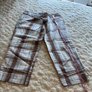 SO Women's Plaid Capris - Brown and Blue